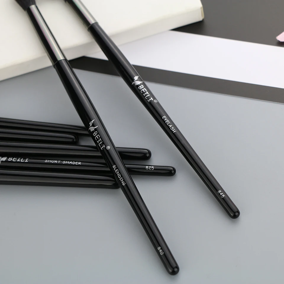 BEILI кисти для макияжа роскошные черные 18 шт. набор кистей глаз растушевка бровей