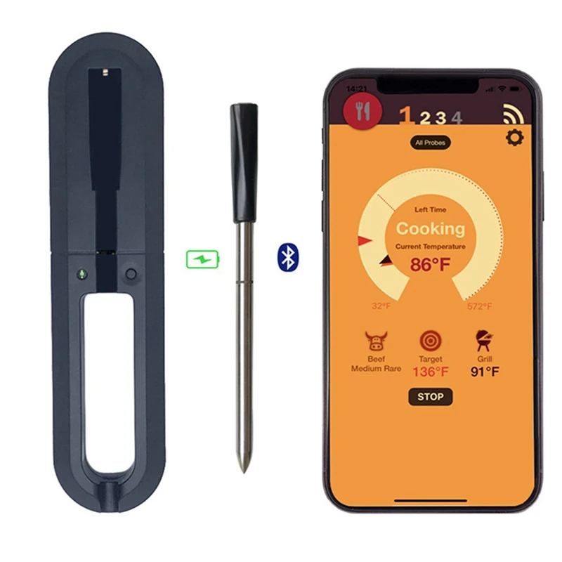 

Wireless Bluetooth Meat Thermometer Waterproof BBQ Food Steak for Oven Grill Smoker Rotisserie Smart Digital Barbecue Accessorie