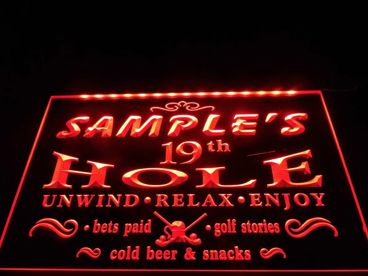 Именной персонализированный неоновый светодиодный светильник Tm010 для гольфа с 19