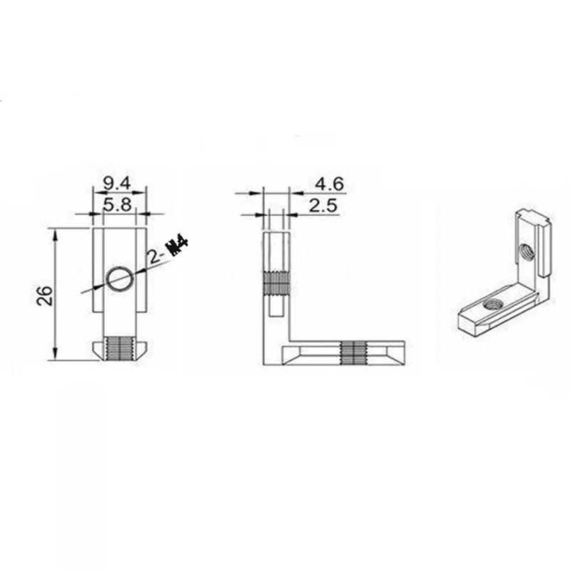 5/10/20pc T Slot L-Shape 2020 Aluminum Profile Interior Inner Corner Connector Joint Bracket With M4 Screw For Extrusion Slot-6 - купить по