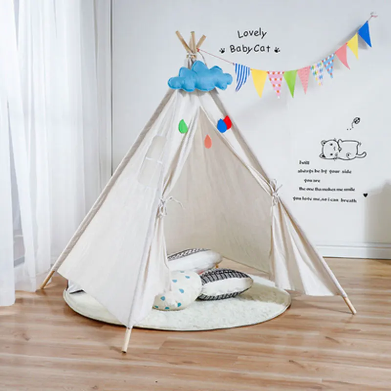 

11 Types Large Teepee Tent Cotton Canvas Children's Tent Kids Play House Girls Wigwam Game House India Triangle Tent Room Decor