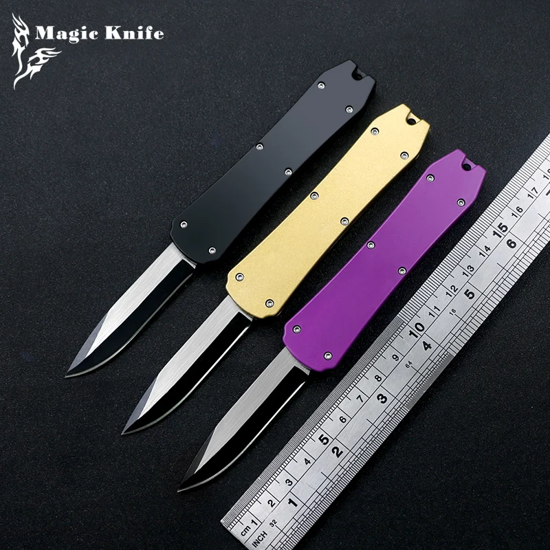 Магический мини-нож 440 Blade Pocket OTF Portable Outdoor Knife Key Ring Decorative Camping Adventure EDC Tools Kitchen Dinner Cutter.