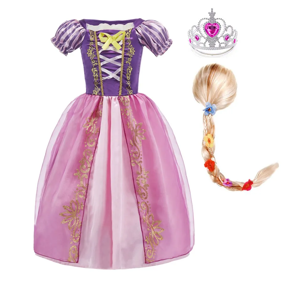 Girls Rapunzel Costume Kids Princess Dresses Sleeping Beauty Carnival Outfits Children Party Fancy Disguise Birthday Clothing | Детская