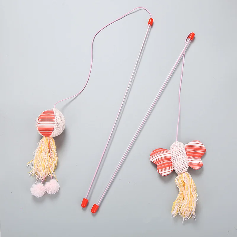 Игрушка для домашних животных кошек эластичный плюшевый мяч плюшевая бабочка