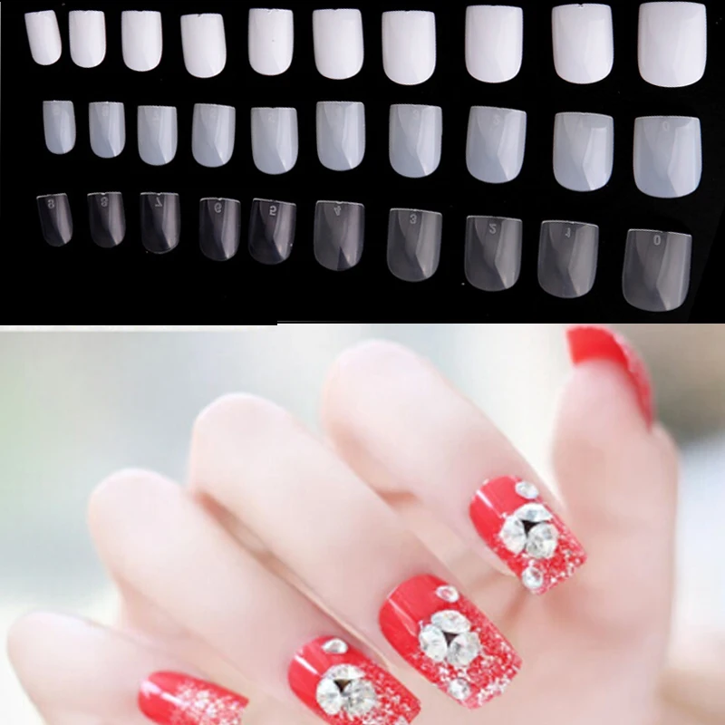 

600pcs/Lot Faux Ongles Fake Nails Short Square Nail Art Tips French Style Full Cover Artificial Acrylic False Nails Manicure