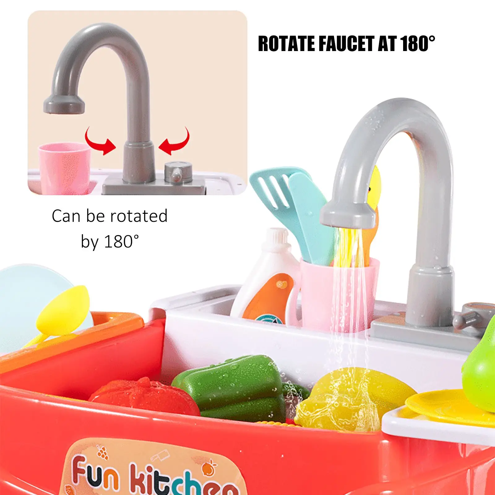 

Kids Plastic Simulation Electric Dishwasher Sink Pretend Play Kitchen Toys with Electric Water Wash Basin Kit for Children Gifts