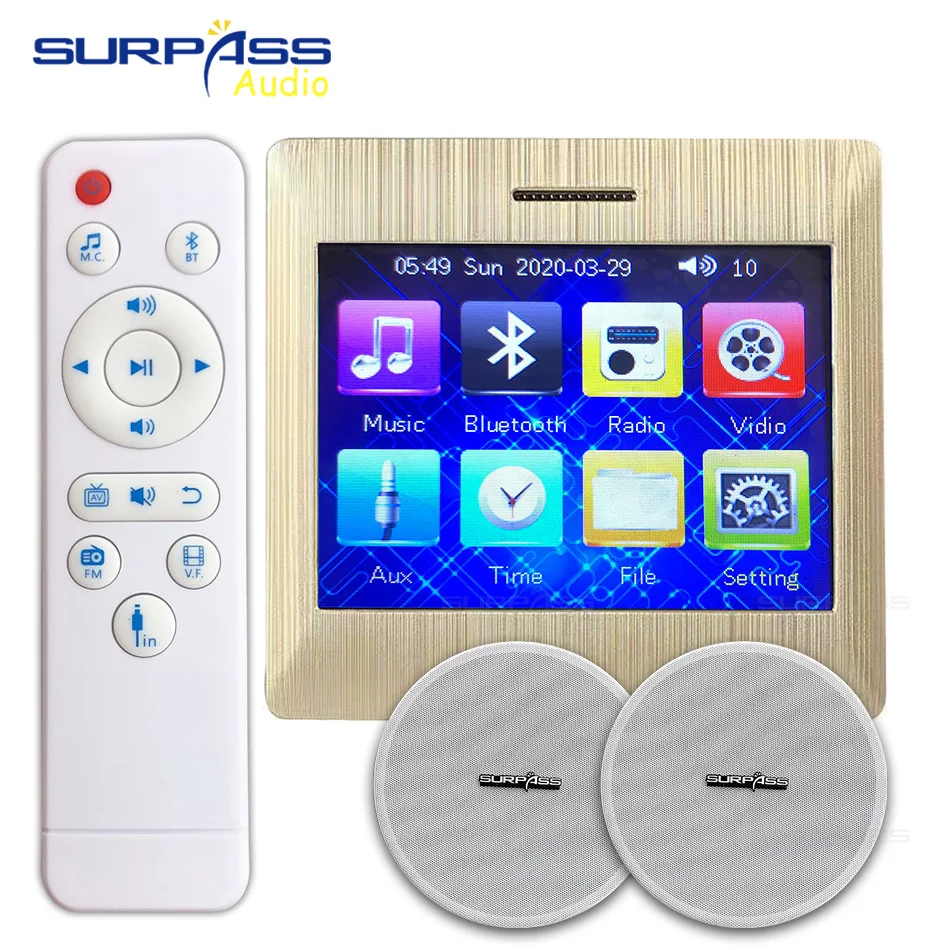 

Touch Screen Smart Home Background Music Bluetooth-compatible Wall Amplifier PA System Ceiling Speaker Digital Stereo 2*15W