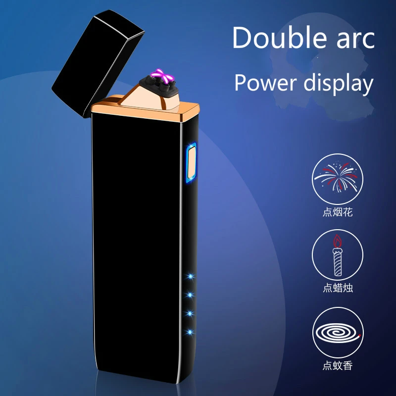 Новинка Электронная зажигалка USB зарядка двойная огнеупорная дуговая
