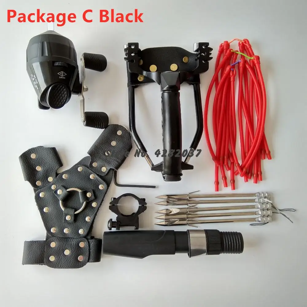 

powerful Fish Hunting Slingshot Wristband Hand Slingshot Rubber Band Stainless Steel Reel Slingshot Shooting Bow Set
