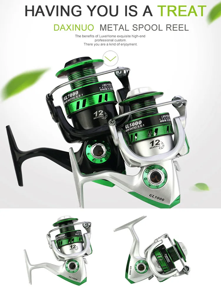 Полностью Металлическая спиннинговая Рыболовная катушка 5 5: 1 10BB GL1000---7000 серия