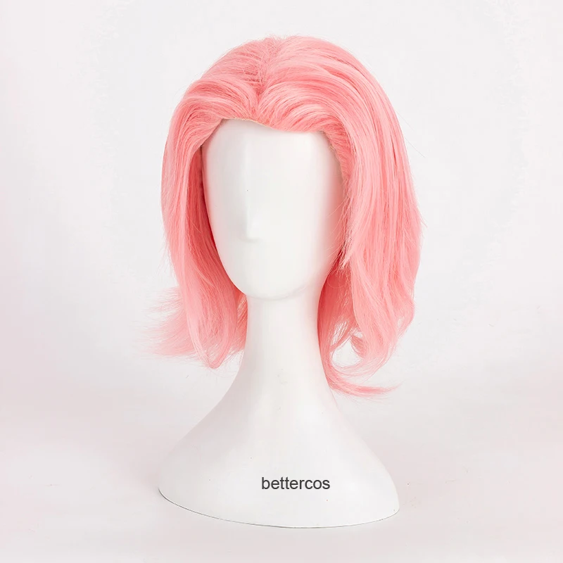 Парики для косплея Haruno Sakura Короткие термостойкие синтетические волосы в розовом
