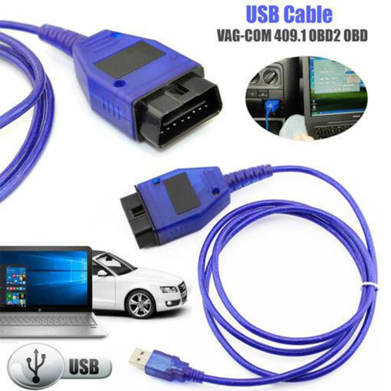 Интерфейсный кабель Vag Com KKL VAG COM 409 1 OBD2 II OBD Автомобильный USB тестовый линейный