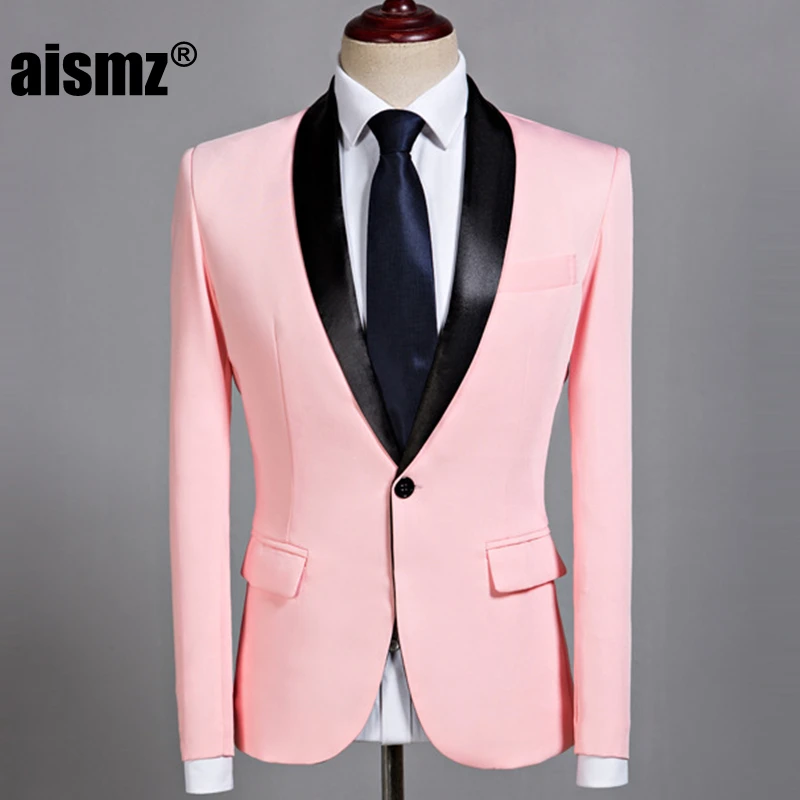 Aismz Мужская размера плюс Классическая шаль лацкане Slim Fit пиджак Повседневный желтый блейзер дизайн костюм сценическая одежда для певцов - Цвет: 7