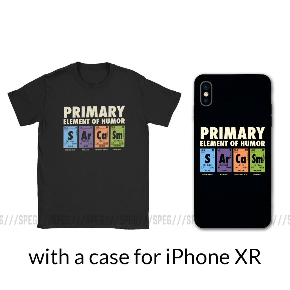 with XR case Смешная футболка для мужчин с принтом "Таблица юморов", S Ar Ca Sm Science Sarcasm Primary Elements Chemistry, хлопковые футболки размера плюс - Цвет: with XR case