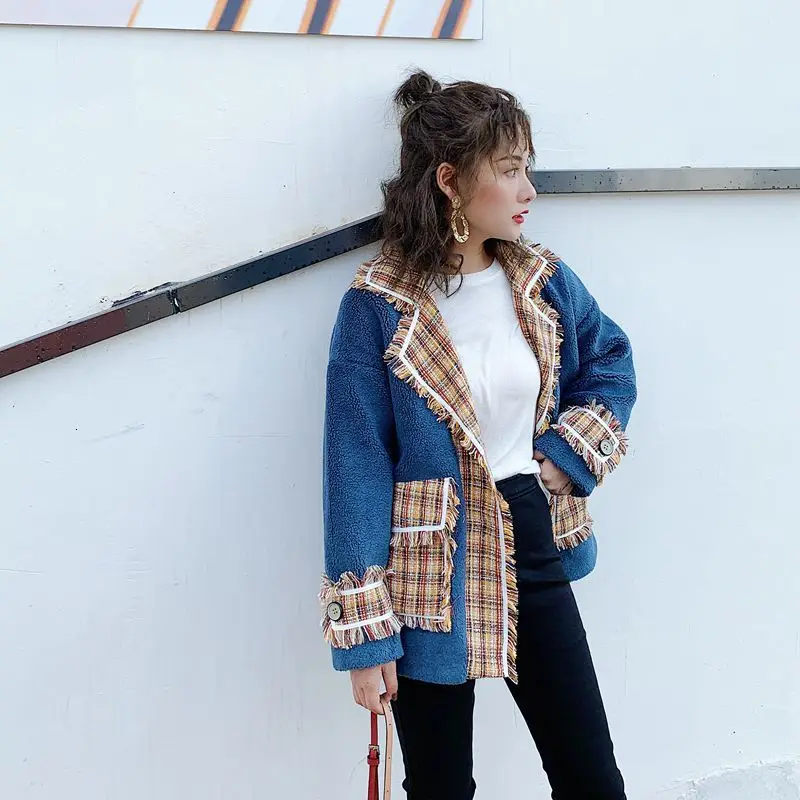 LANMREM 2019 твидовая стеганая куртка Женская свободная Корейская версия осенней и