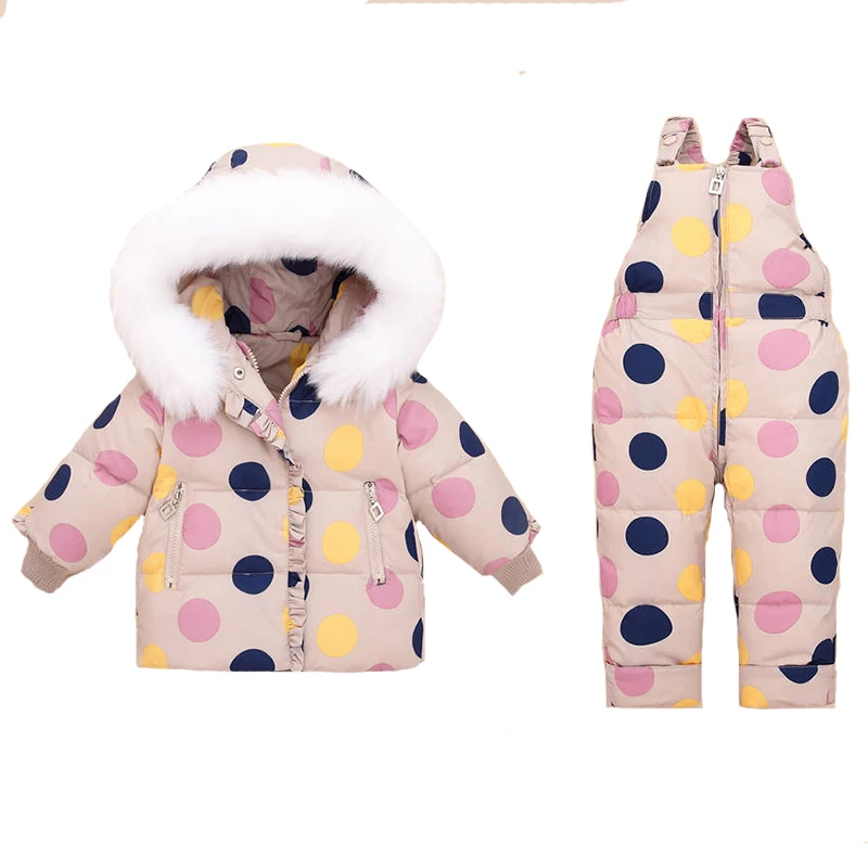 Хаки Children Winter Clothes Set Duck Down Jacket Baby Ski Wear Girls Infant Kids Parka Snowsuit Warm Toddler Winter Coat+ Jumpsuit - Цвет: Хаки
