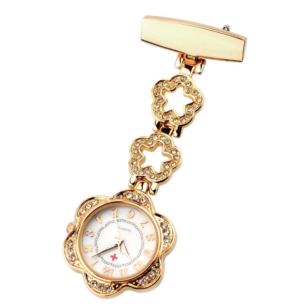 Медсестры цепь брошь со стразами цветок кулон Fob карманные часы | Наручные