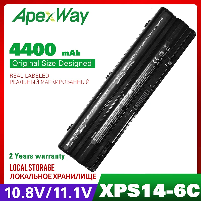 Аккумулятор для ноутбука Dell XPS 14 (L401X) 4400 мАч 6 ячеек 15 17 L501X L502X L401X J70W7 JWPHF 312 1123 L701X