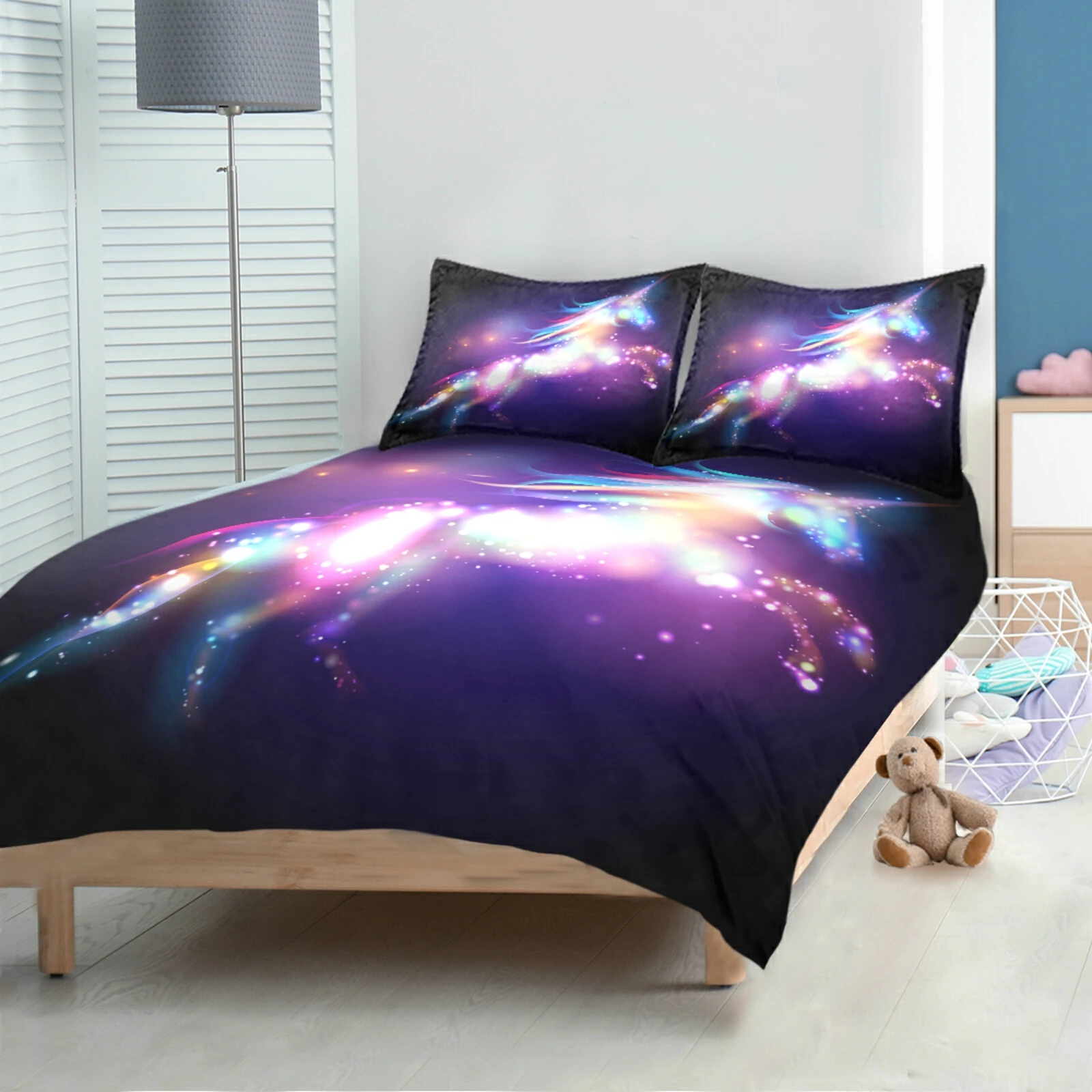 Детский комплект постельного белья с рисунком единорога пододеяльник простыня