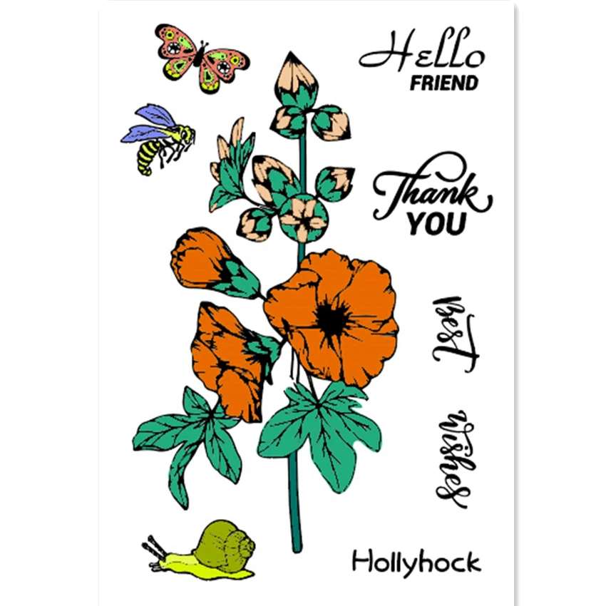 PANFELOU hollyhock flower Transparent Clear Silicone Stamp/Seal DIY scrapbooking/photo album 11*16cm clear stamp sheets | Дом и сад