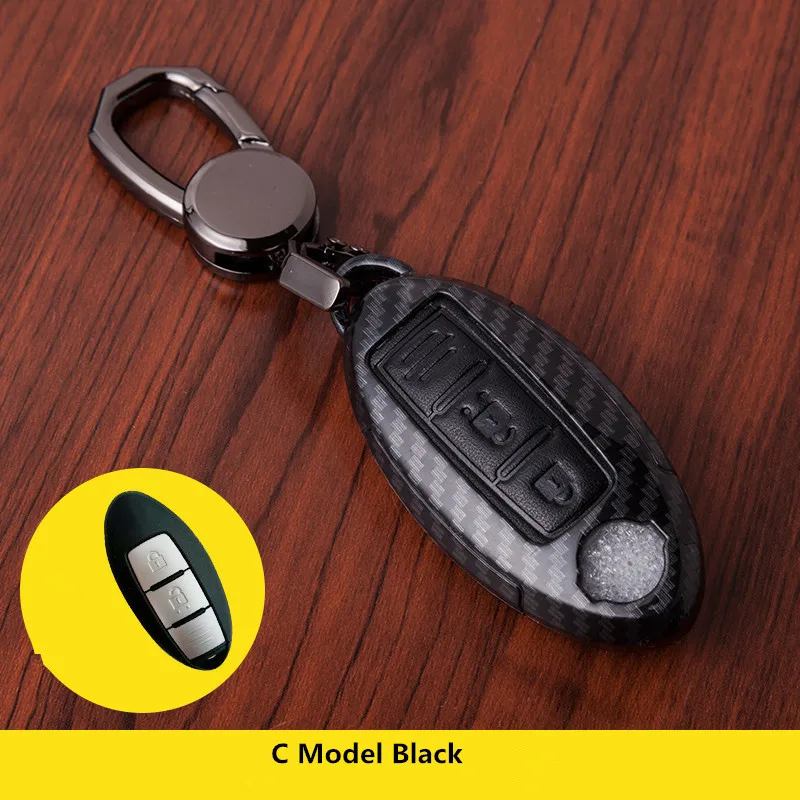 Кожаный чехол для ключа из углеродного волокна Nissan Versa Maxima Altima Rogue Armada Sentra Murano Infiniti