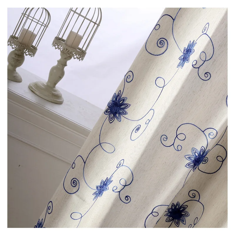 

[hua yan] curtains for Living Room Bedroom Curtains Modern Garden Chinese Curtains Cotton Embroidered Curtains Window Screen