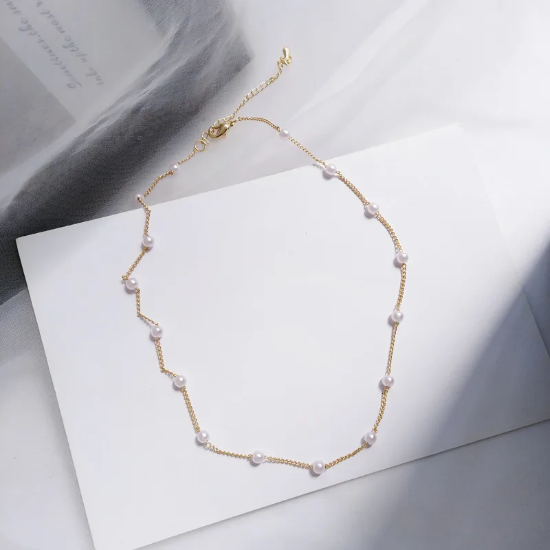 

Simple Gothic Baroque Pearl Choker Necklace for Women Wedding Punk Bead Gold Silver Color choker Necklace Jewelry