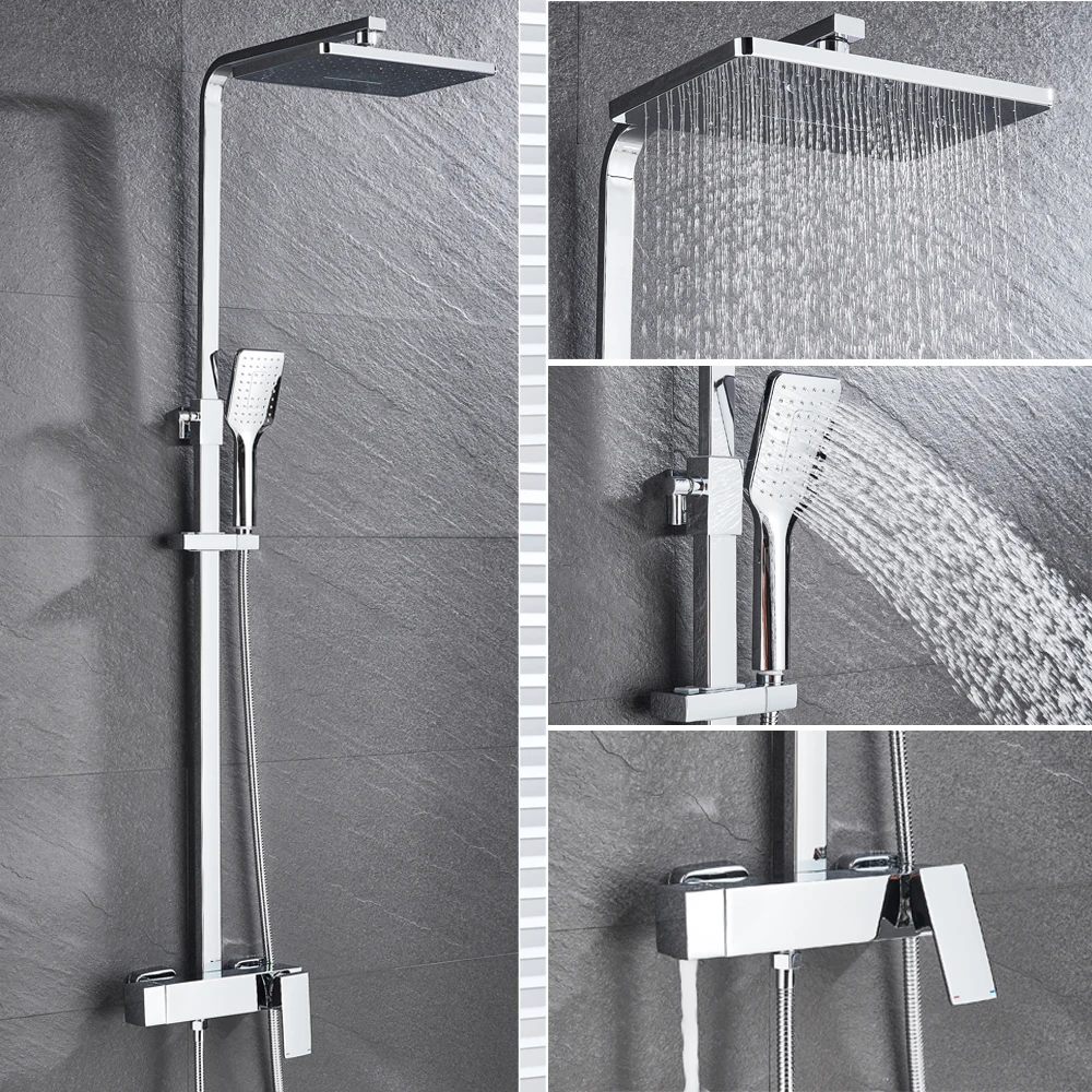 Bathroom Faucet Chrome/Black Rain Shower Head Bath Faucet Wall Mounted Bathtub Shower Mixer Tap Shower Faucet Shower Set Mixer