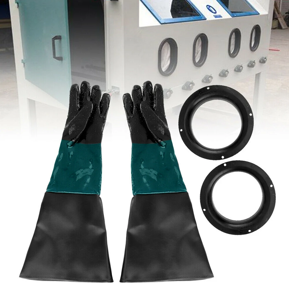 

Sandblasting Industrial 60cm Anti Skid Protective Gloves With O Rings Sweat Absorb Heavy Duty Blast Cabinet Elastic Professional