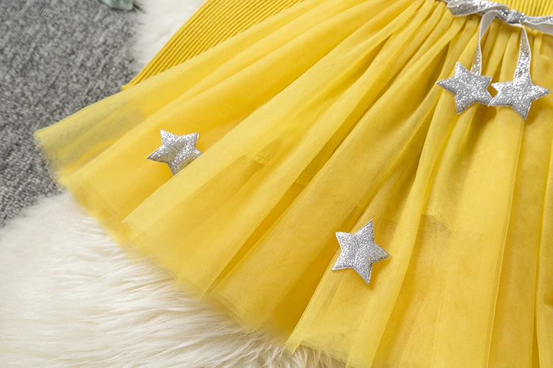 Осенне-зимнее трикотажное платье-пачка из тюля с длинным рукавом для девочек