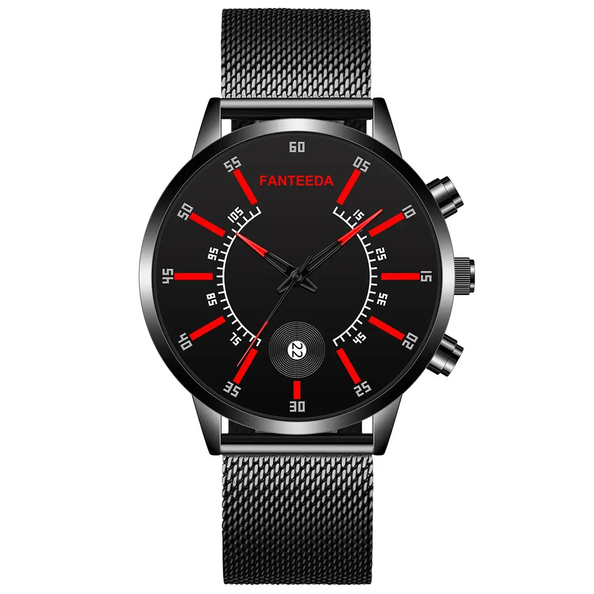 Minimalist Classic Blue Men Mesh Belt Ultra Thin Wrist Watch Luxury Fashion Business Calendar Stainless Steel Quartz Watches