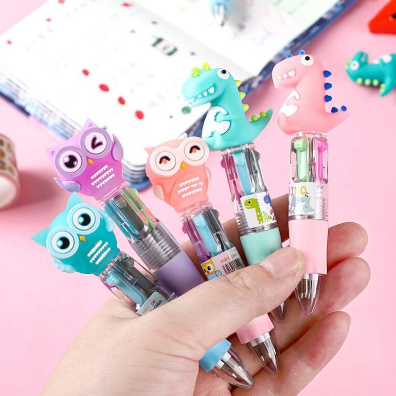 

5Pcs 0.5MM Creative Multicolor Ballpoint Pen Cute Animal Soft Glue Portable Push Pen Office School Writing Supplies Party Favors
