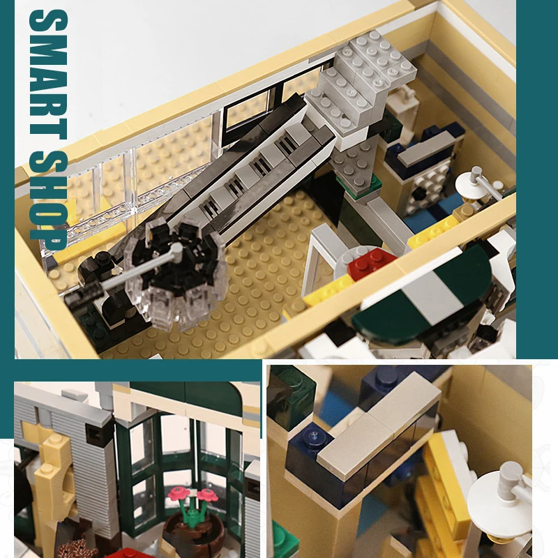 

Qunlong High-tech Street View Series Collector's Edition European Shopping Mall Model Adult Building Block Toys Gifts