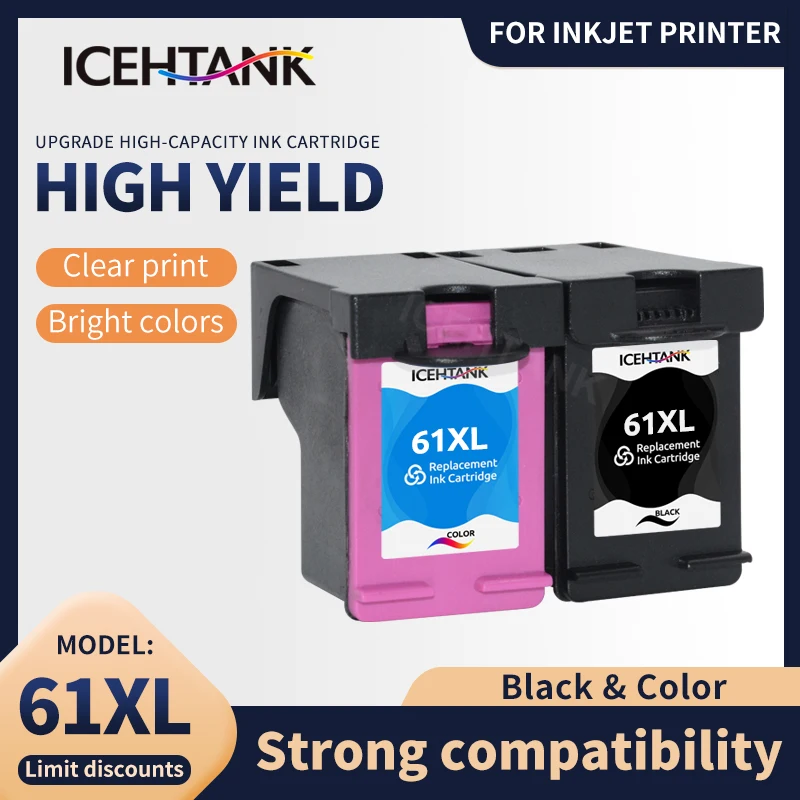 Восстановленный картридж для чернил Icehtank 61XL сменный HP61 XL совместим с Deskjet 1000 1050