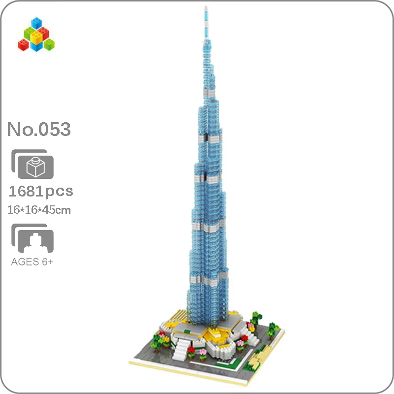 YZ 053 мировая архитектура Дубай Burj Khalifa башня дерево цветок мини алмазные блоки
