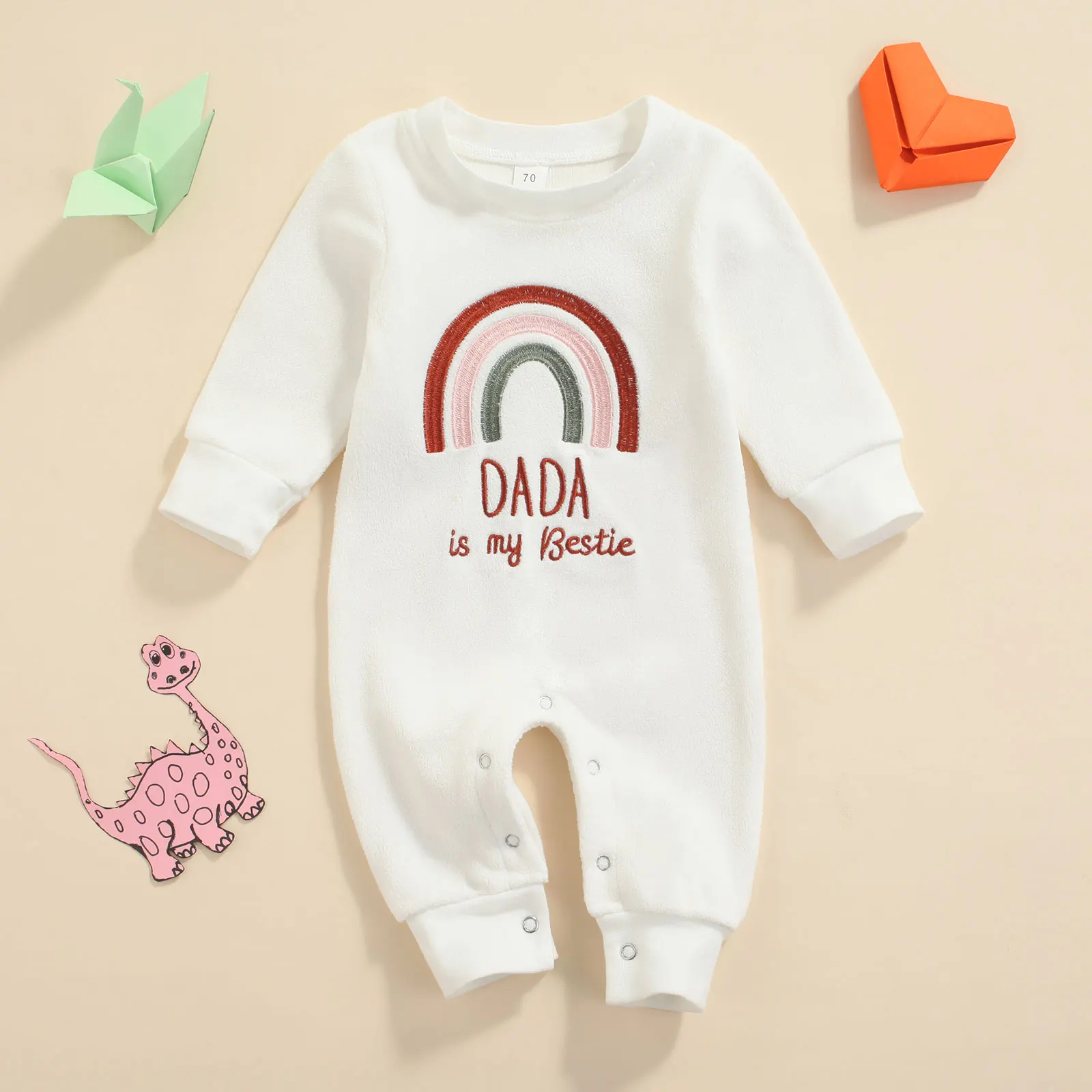

Infant Baby Girls Boys Jumpsuit Letter Rainbow Long Sleeve Rompers Soft Autumn Spring Baby Costumes D35
