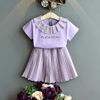 childrens suit skirt summer childrens college style baby girl t shirt childrens short skirt two piece school girl outfit