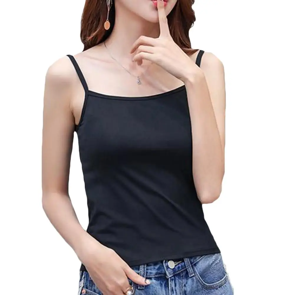 Модный однотонный короткий жилет без рукавов на бретельках Женский облегающий