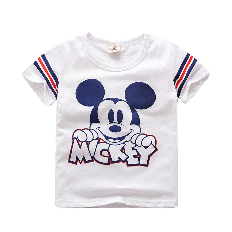 Футболка для мальчиков одежда с изображением Микки модная футболка и девочек