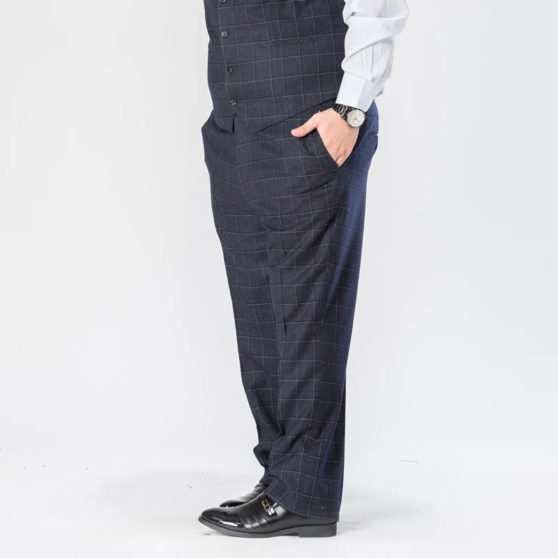 

SHAN BAO 5XL 6XL 7XL 8XL 9XL Men's Straight Loose Suit Pants Business Casual Wedding Banquet Large Size Plaid Pants