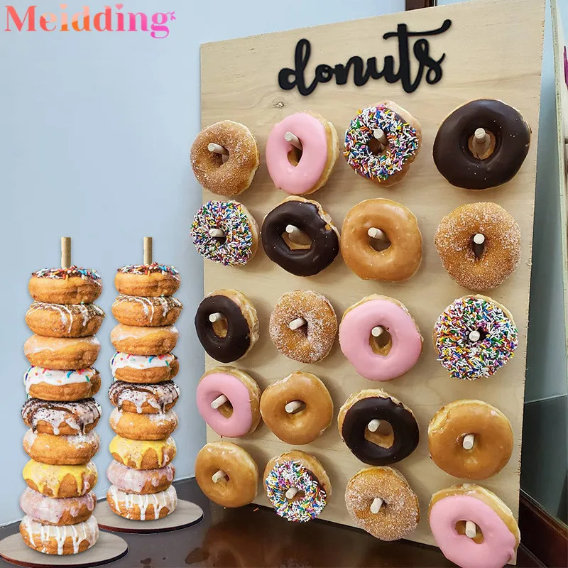 

Wooden Donut Wall Stand Doughnut Holder Baby Shower Kids Birthday Party Table Decorations Wedding Favors Mariage Party Supplies