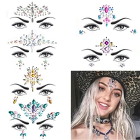 3d women face gems glitter rhinestone rave festival jewels crystals face sticker eyes face body temporary tattoo makeup stickers