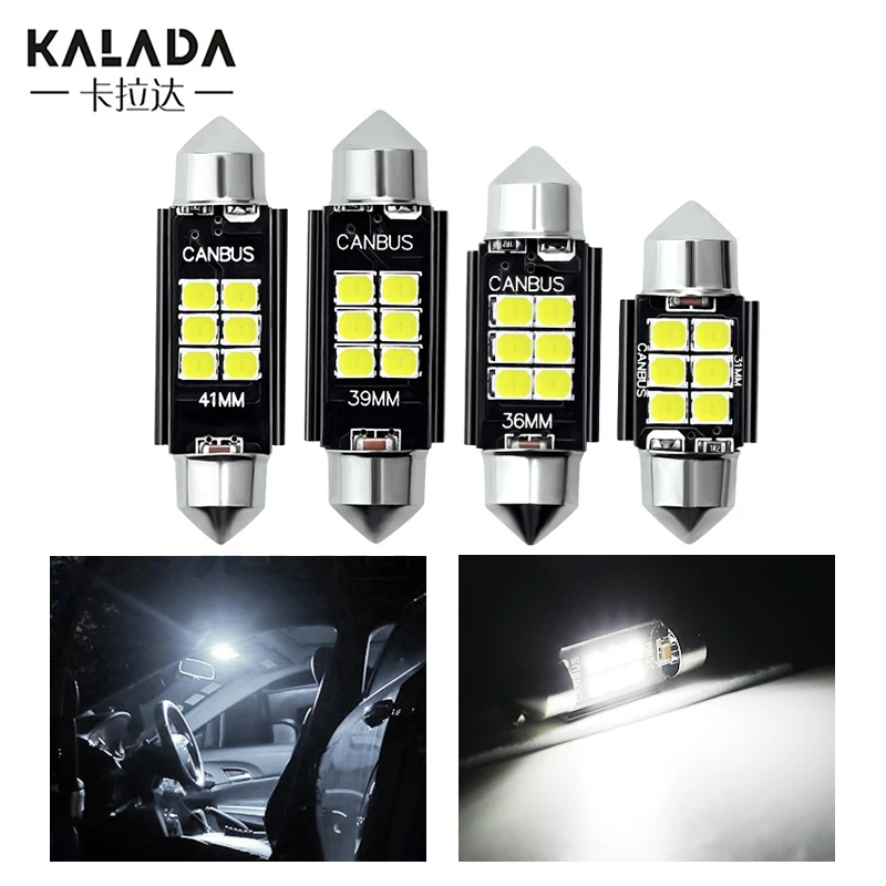 

2pcs 3030 6SMD Canbus C5W C10W Festoon 31 36 39 41MM LED Car Light Bulb Interior Reading Lighting Diode License Plate Lamp 12V