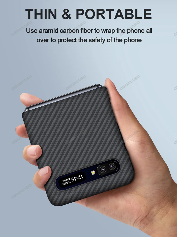 

GRMA Luxury Real Pure Carbon Fiber Ultra Thin Back Cover For Samsung Galaxy Z Flip Case SM F7000 Galaxy Z Flip Shockproof Case