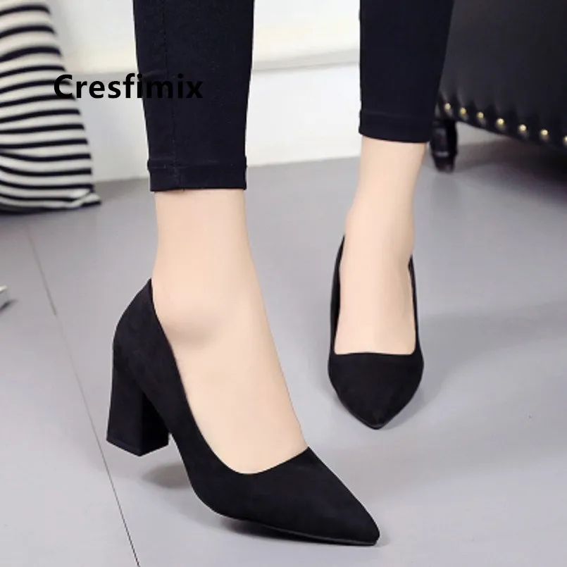 Cresfimix femmes hauts talons/женские черные весенне-летние туфли-лодочки без застежки на
