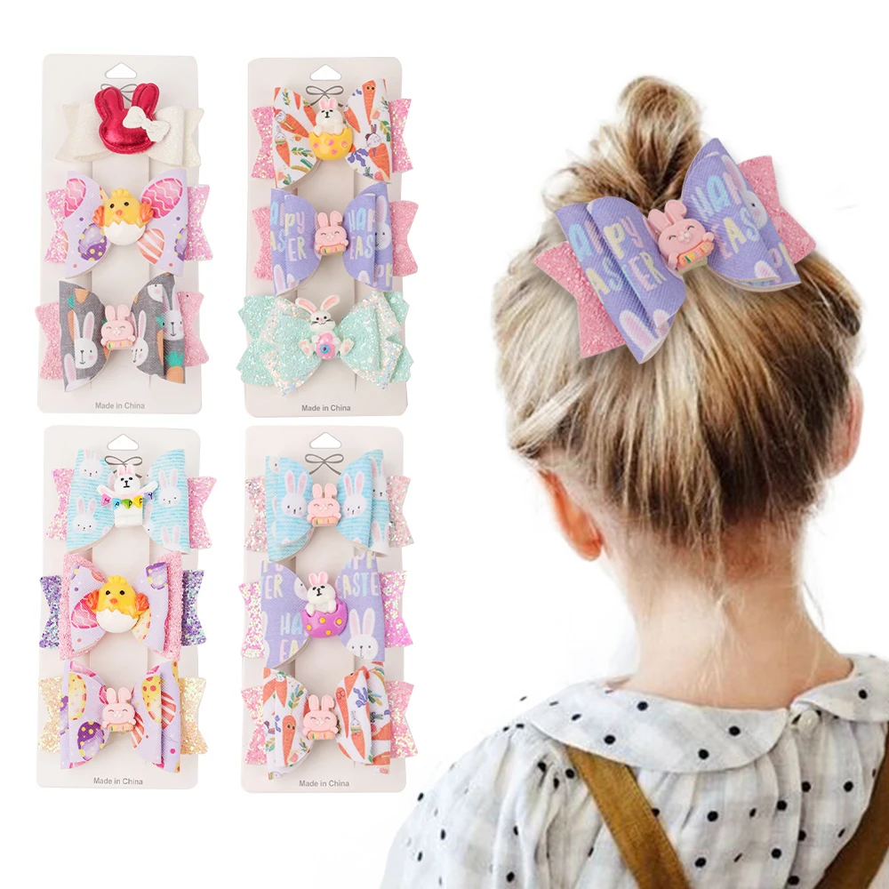 

AHB Unicorn Glitter Bow Hair Clip for Girls Princess Hairpin Wing rabbit Barrettes Hairgrips Kid Fashion Hair Accessories 3/set