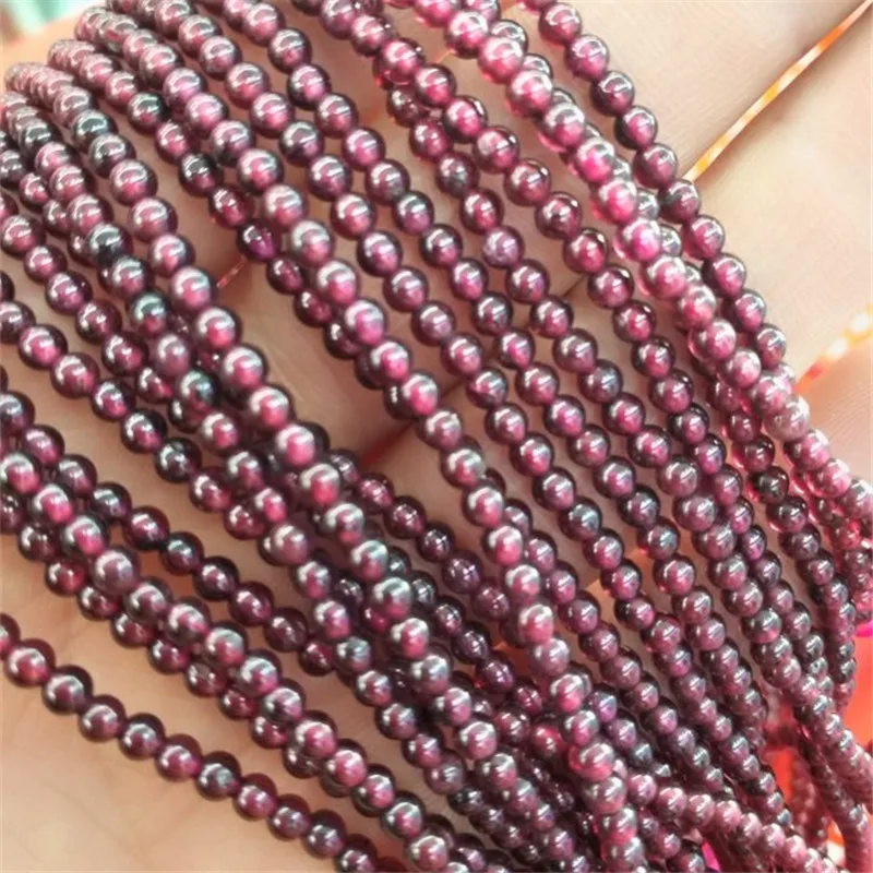 

2 Strings Nature Garnet Stone String Round Ball Loose Beads Accessories Size 3MM For Women Bracelets Making Wholesale Price Free