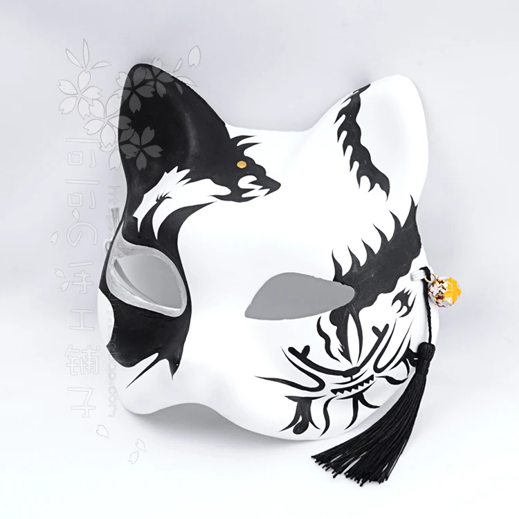 

Hand-painted fox cat mask and wind show anime cosplay ball domineering black dragon