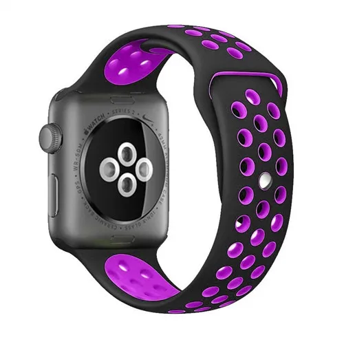Ремешок для apple watch band 44 мм 40 мм correa apple watch 4 3 band 42 мм/38 мм iwatch спортивный силиконовый ремешок-браслет аксессуары для часов - Цвет ремешка: black purple25