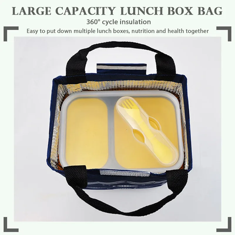 

Portable Insulated Lunch Bag Fashion Waterproof Hand packing Thermal Breakfast Box Essentials for Picnic Travel Women Kid Worker